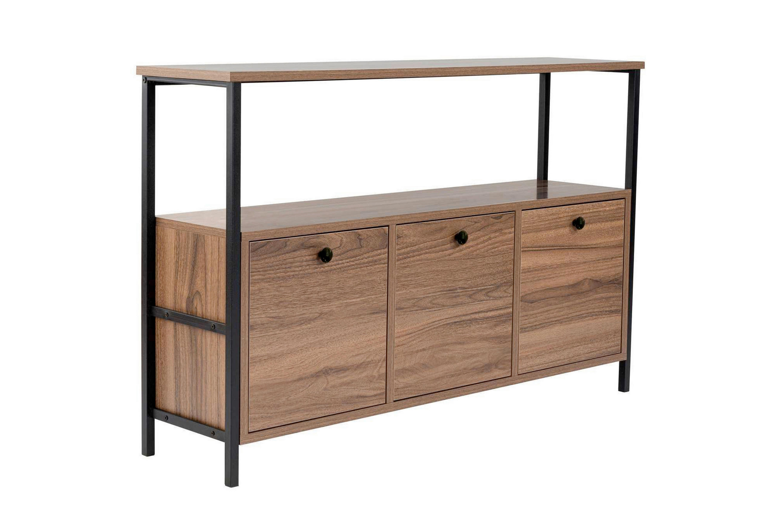 KOMMODE 120/77/30 cm  - Walnussfarben/Schwarz, Modern, Holzwerkstoff (120/77/30cm) - MID.YOU