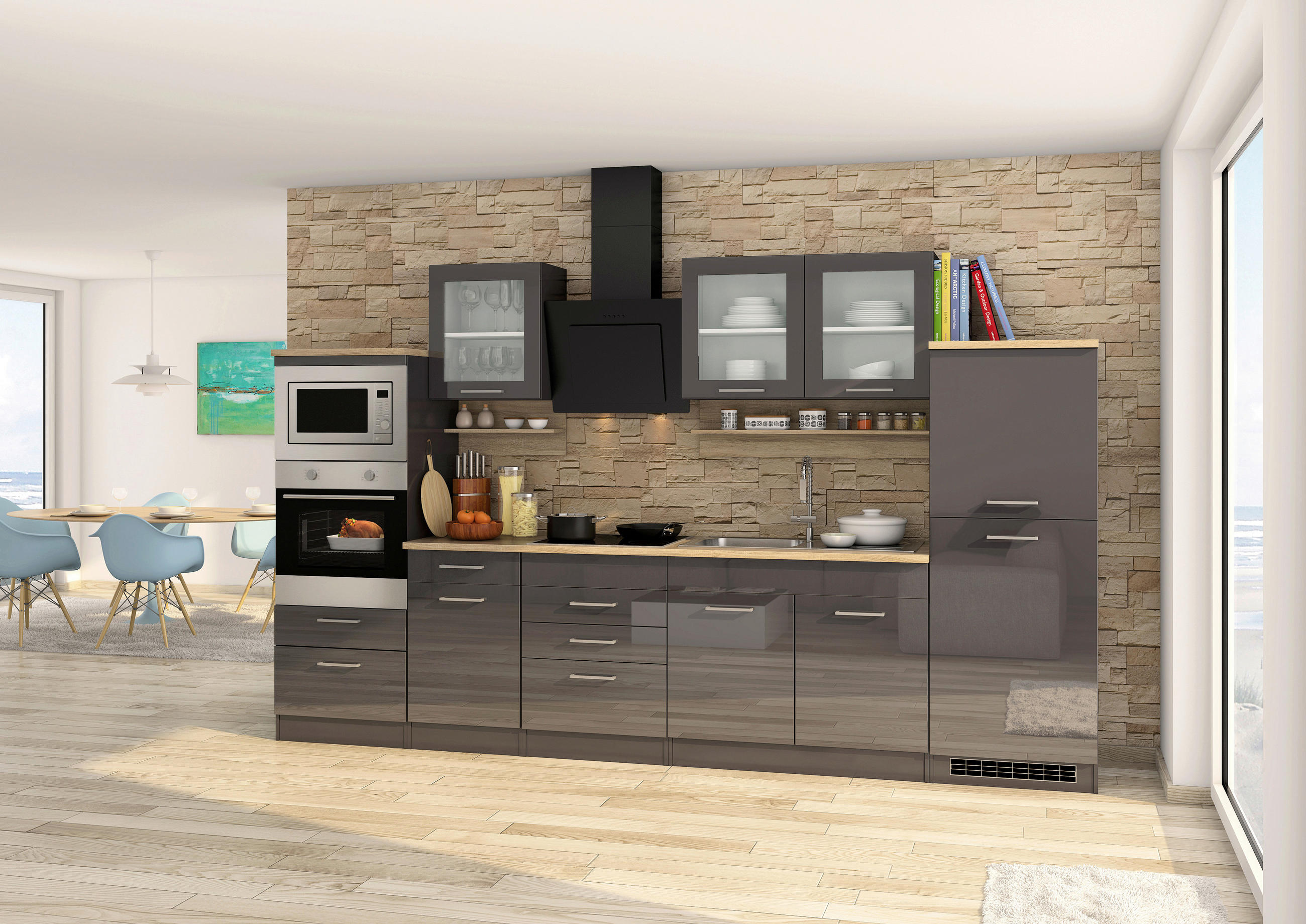 KÜCHENUNTERSCHRANK 50/85/60 cm  in Graphitfarben  - Silberfarben/Graphitfarben, MODERN, Holzwerkstoff/Metall (50/85/60cm) - Held