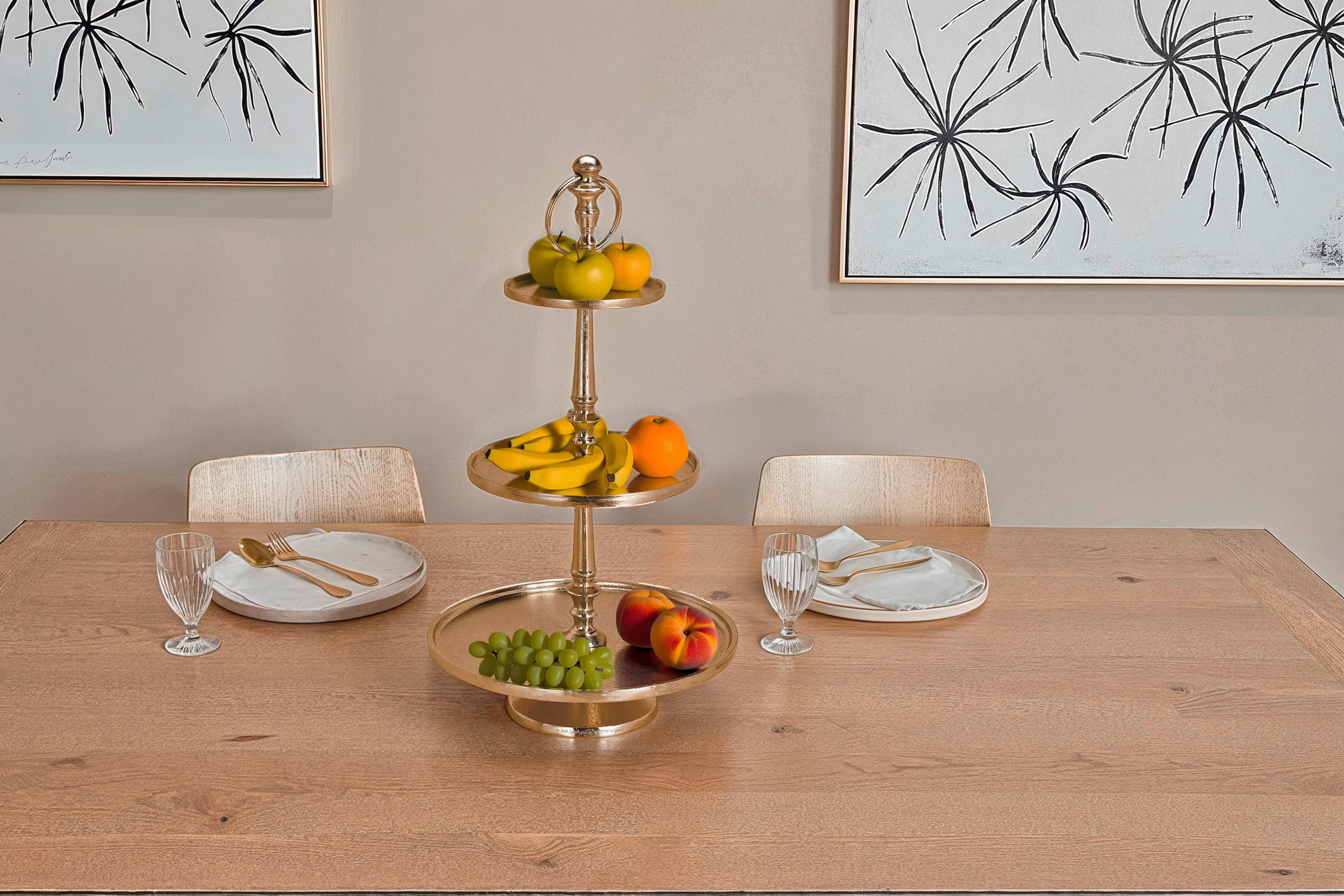 ETAGERE 3-stöckig - Goldfarben, Trend, Metall (28/55cm)