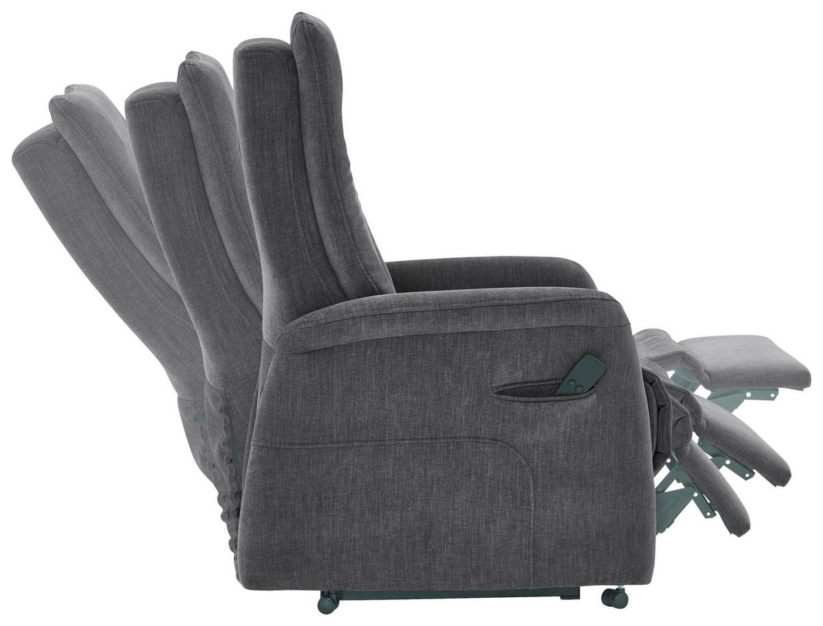 FERNSEHSESSEL in Chenille Anthrazit  - Anthrazit/Grau, Konventionell, Kunststoff/Textil (78/115/90cm) - Hukla