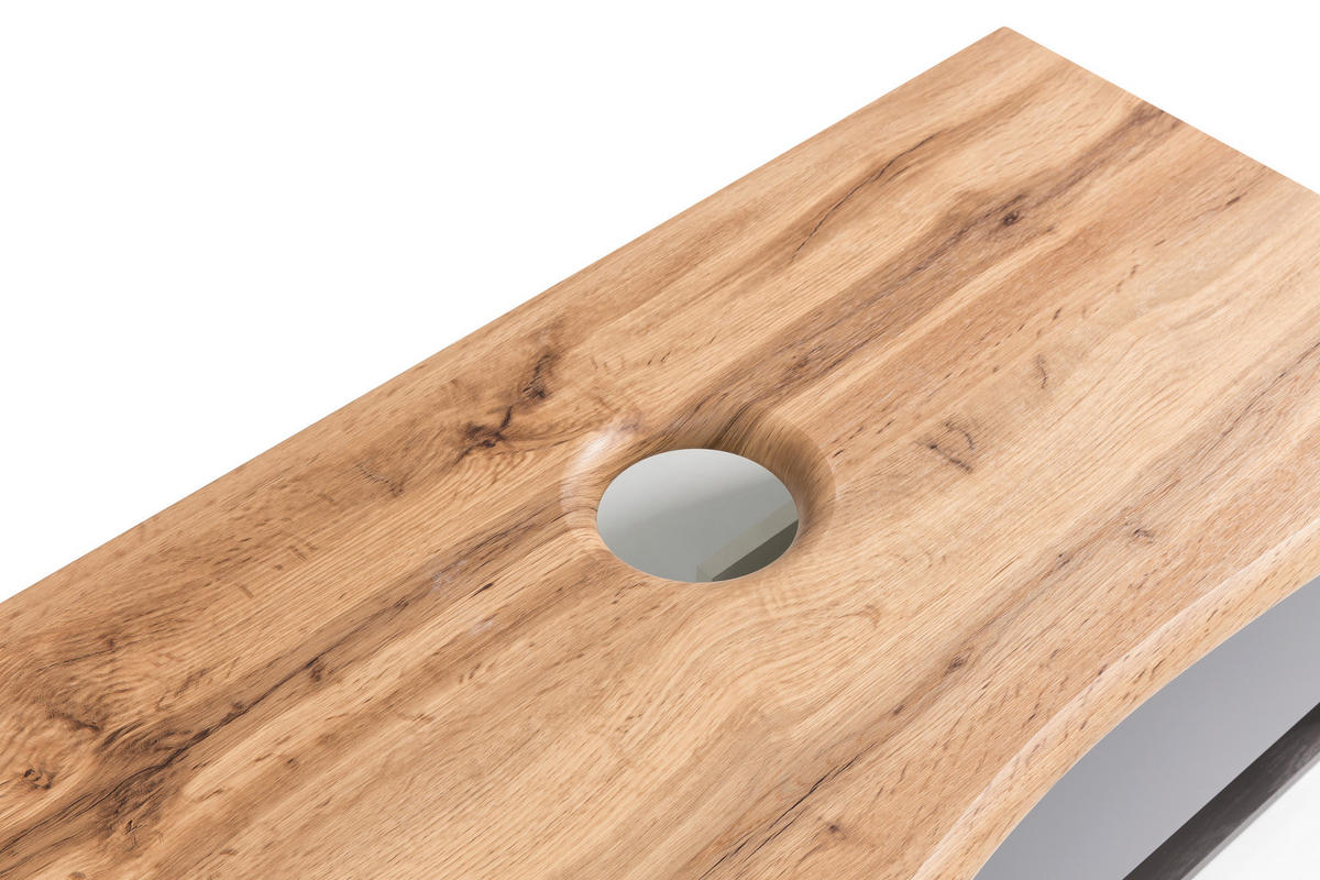 WASCHTISCHKOMBI 101 cm  - Graphitfarben/Weiß, Natur, Keramik/Holzwerkstoff (101cm) - Xora