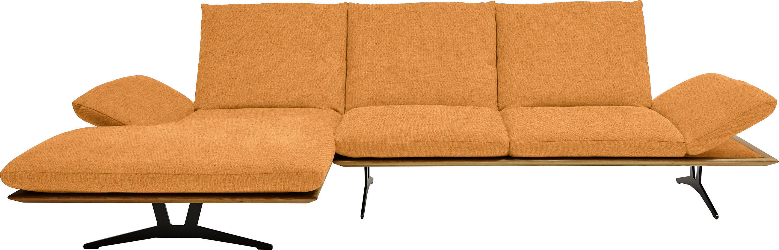 ECKSOFA in Flachgewebe Currygelb  159/314 cm  - Currygelb/Schwarz, Design, Holz/Textil (159/314cm) - Dieter Knoll