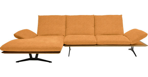 ECKSOFA in Flachgewebe Currygelb 159/314 cm - Currygelb/Schwarz, Design, Holz/Textil (159/314cm) - Dieter Knoll