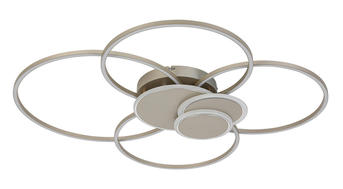 STROPNÉ LED SVIETIDLO, 90,5/81/9,5 cm - biela/šampanská, Design, kov/plast (90,5/81/9,5cm) - Novel