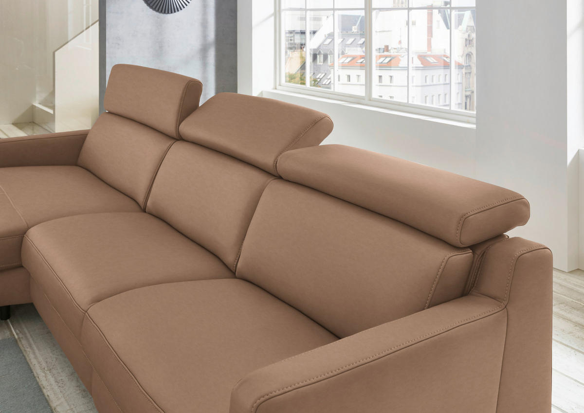 ECKSOFA in Echtleder Braun  176/291 cm  - Schwarz/Braun, Design, Leder/Metall (176/291cm) - Valdera