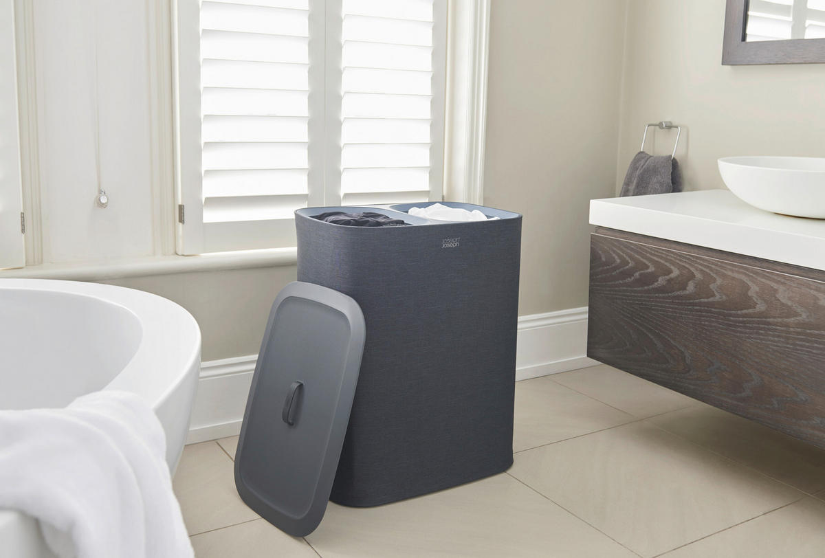 KOŠ ZA PERILO - črna, Basics, umetna masa/tekstil (56/71/39,5cm) - Joseph Joseph