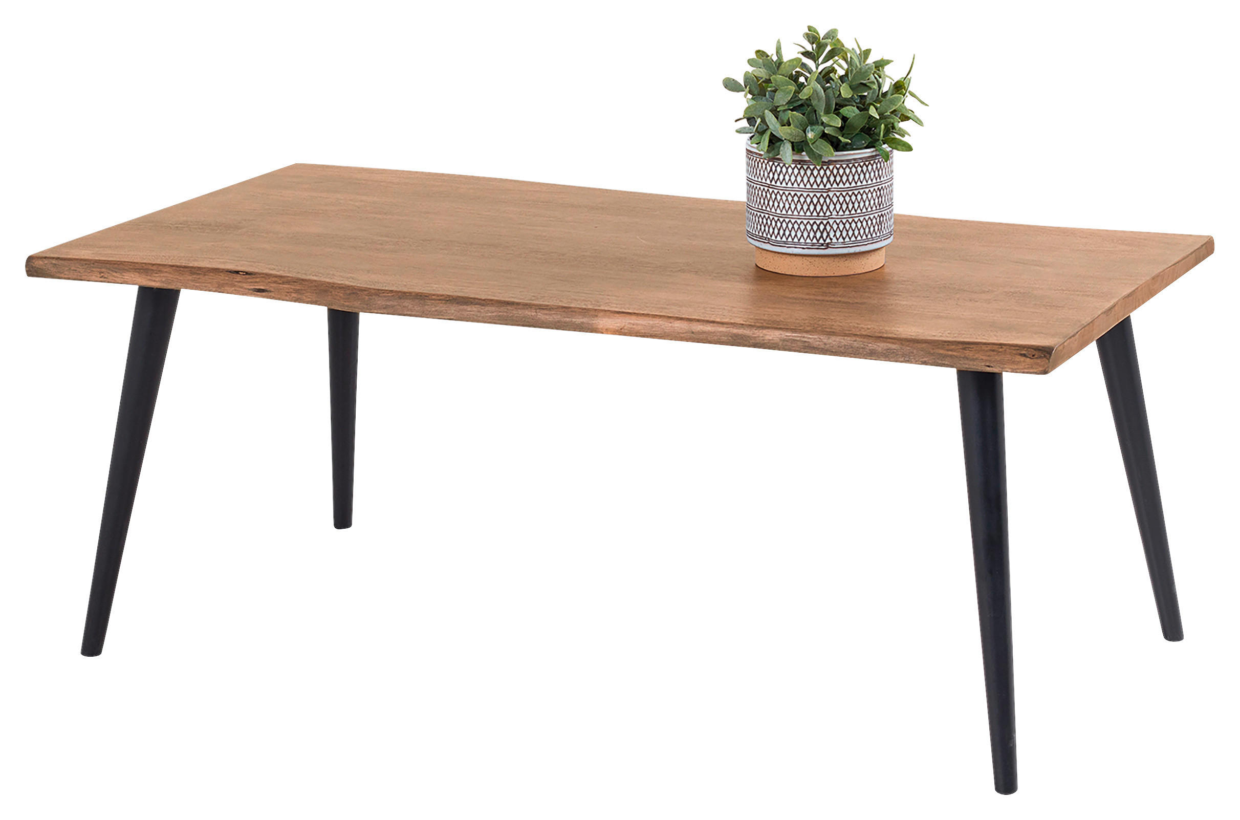 COUCHTISCH Akazie vollmassiv 110/60/45 cm rechteckig Schwarz, Akaziefarben  - Schwarz/Akaziefarben, MODERN, Holz/Metall (110/60/45cm) - MID.YOU