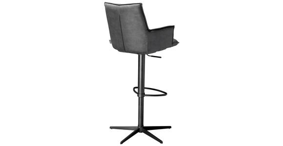 BARHOCKER Mikrofaser Schwarz, Dunkelgrau Eisen Wippfunktion, Sitzfläche 360° drehbar, inklusive Armlehnen, automatische Rückholfunktion - Dunkelgrau/Schwarz, Design, Textil/Metall (56/55/110cm) - Novel