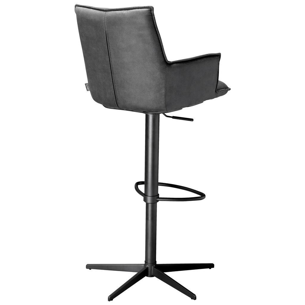 Thumbnail - Novel Barhocker, Schwarz, Dunkelgrau, Metall, Textil, Drehkreuz, 56x110x55 cm, Wippfunktion, Sitzfläche 360° drehbar, in...