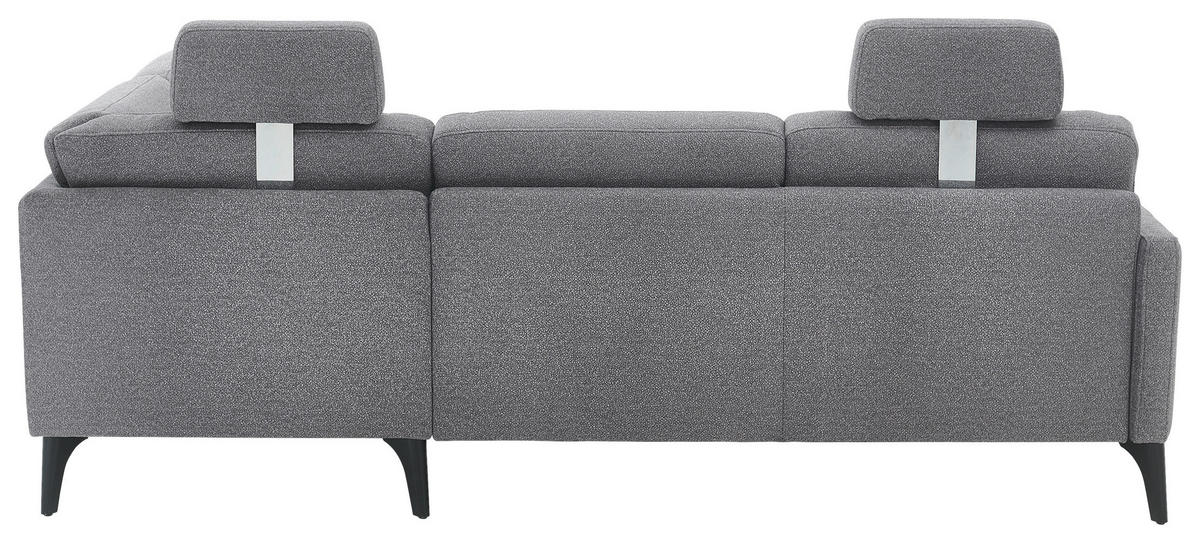 ECKSOFA Grau Flachgewebe  - Schwarz/Grau, KONVENTIONELL, Textil/Metall (255/218cm) - Elegando