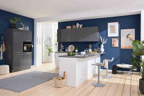 EINBAUKÜCHE LUX  - Weiß/Grau, Design, Holzwerkstoff - Nolte Küchen