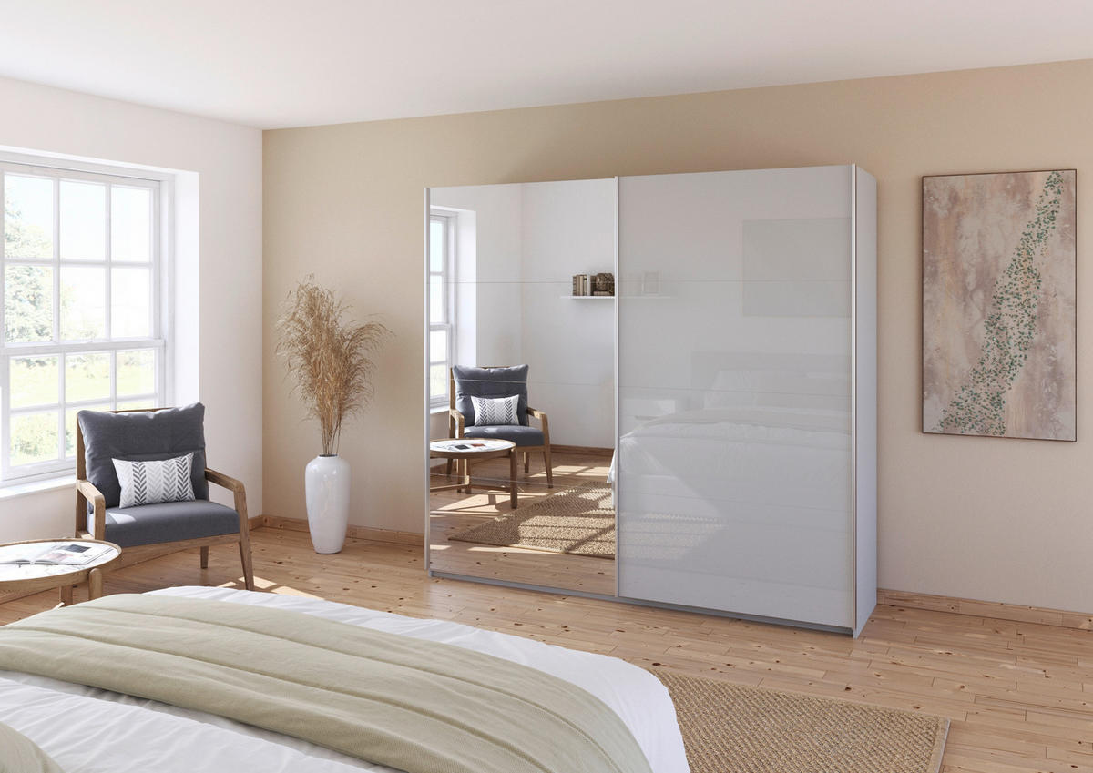 SCHWEBETÜRENSCHRANK  in Seidengrau  - Seidengrau/Alufarben, KONVENTIONELL, Glas/Holzwerkstoff (225/210/62cm) - Xora