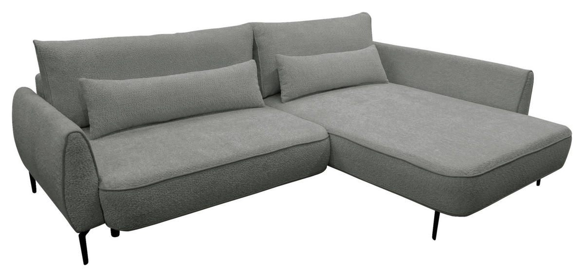 ECKSOFA in Bouclé Grau  - Creme/Schwarz, Design, Textil/Metall (273/204cm) - MID.YOU
