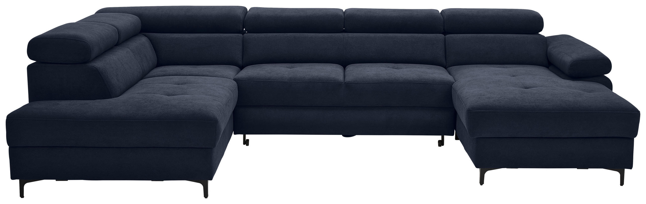 WOHNLANDSCHAFT inkl. Funktion Dunkelblau Flachgewebe  - Schwarz/Dunkelblau, MODERN, Textil/Metall (206/333/180cm) - Stylife