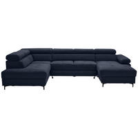 WOHNLANDSCHAFT in Flachgewebe Dunkelblau  - Schwarz/Dunkelblau, MODERN, Textil/Metall (206/333/180cm) - Stylife