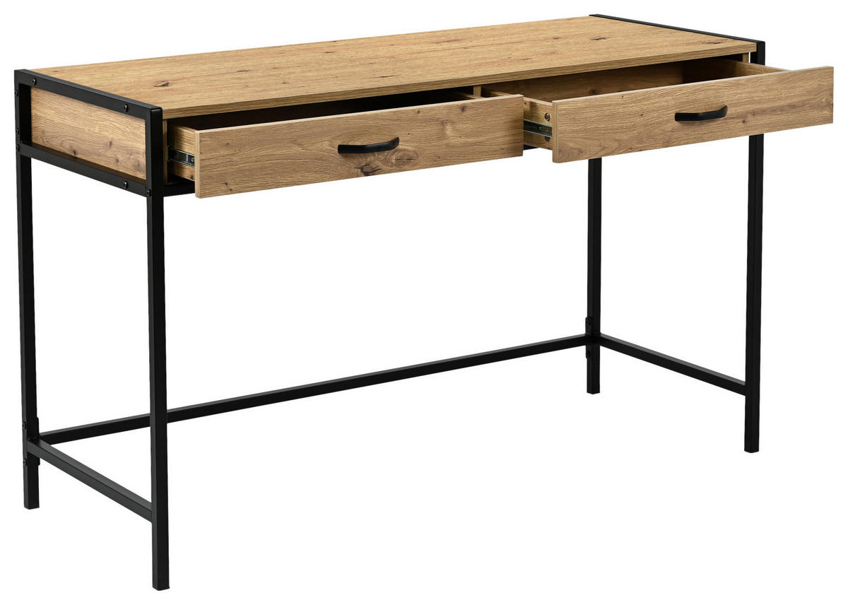 PSACÍ STŮL, černá, dub artisan, 120/48/76 cm - černá/dub artisan, Design, kov/kompozitní dřevo (120/48/76cm) - Carryhome