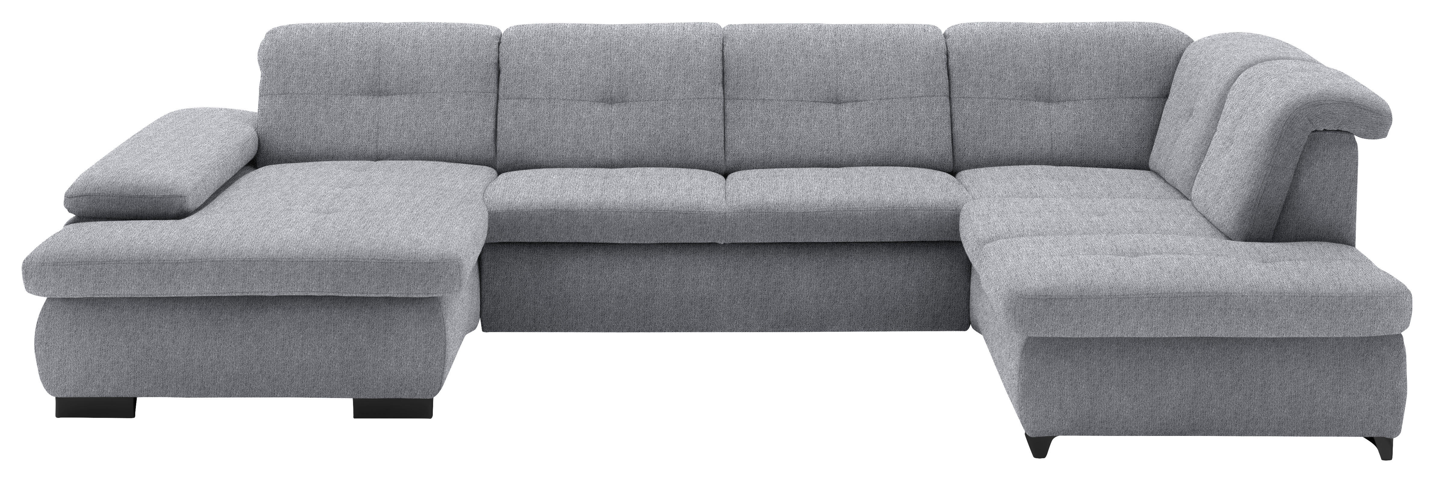 WOHNLANDSCHAFT Grau Webstoff  - Schwarz/Grau, Design, Textil/Metall (174/337/210cm) - Beldomo Style