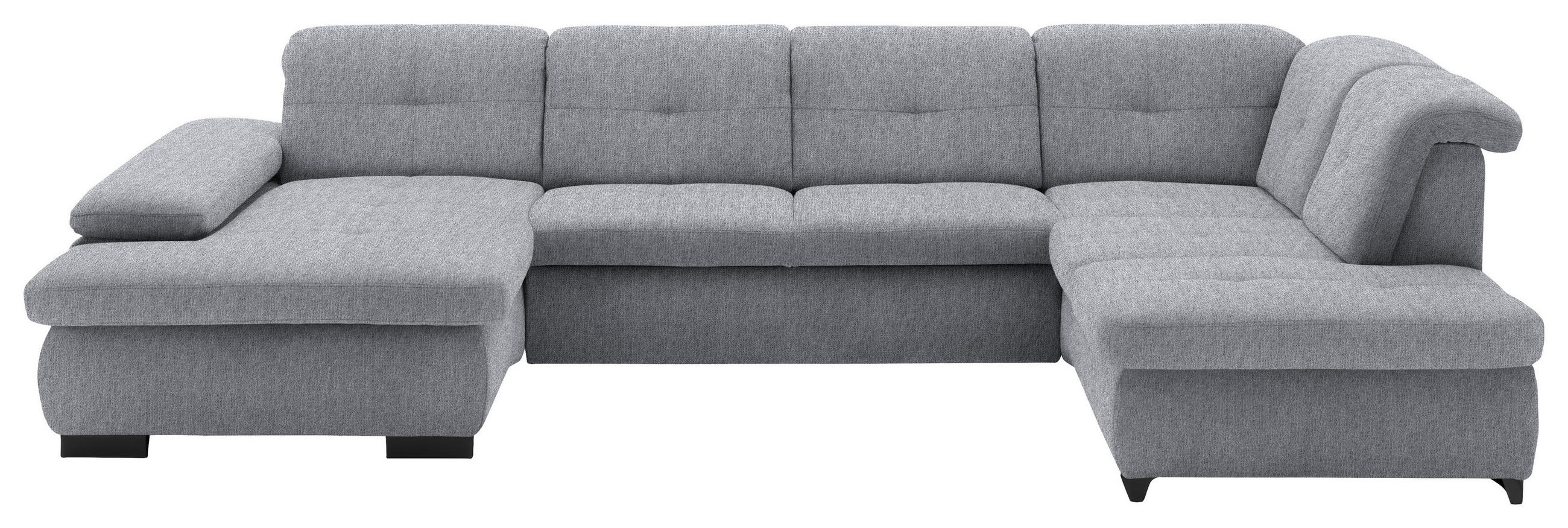 WOHNLANDSCHAFT Grau Webstoff - Schwarz/Grau, Design, Textil/Metall (174/337/210cm) - Beldomo Style