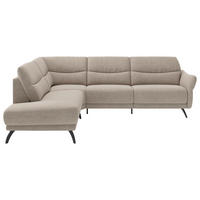 ECKSOFA Sandfarben Webstoff  - Sandfarben/Schwarz, KONVENTIONELL, Textil/Metall (201/263cm) - Pure Home Comfort