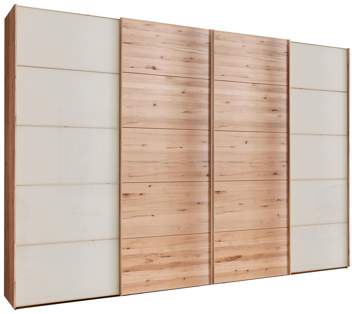 FÜGGESZTETT TOLÓAJTÓS SZEKRÉN részben tömörfa bükk bükkszínű, Pezsgő  - bükkszínű/Pezsgő, Natur, faalapú anyag/üveg (330/236/67cm) - Linea Natura