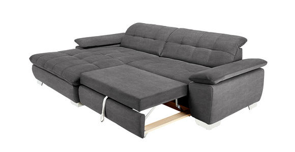 ECKSOFA in Mikrofaser Dunkelgrau  - Chromfarben/Dunkelgrau, Design, Textil/Metall (180/265cm) - Carryhome