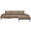 ECKSOFA in Echtleder Mokka  - Schwarz/Mokka, Design, Leder/Metall (273/187cm) - Celina Home