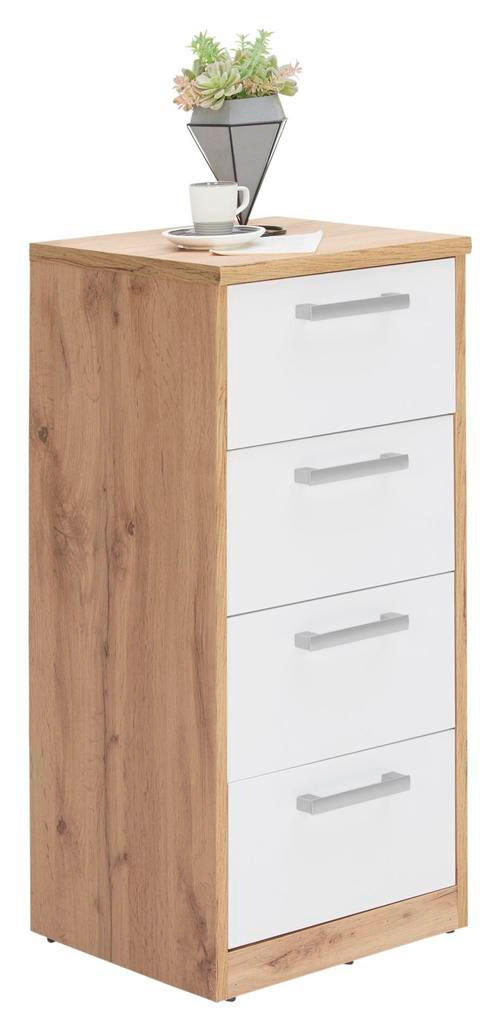KOMMODE  in 38/84/36 cm  - Silberfarben/Eiche Wotan, Basics, Holzwerkstoff/Kunststoff (38/84/36cm) - Xora