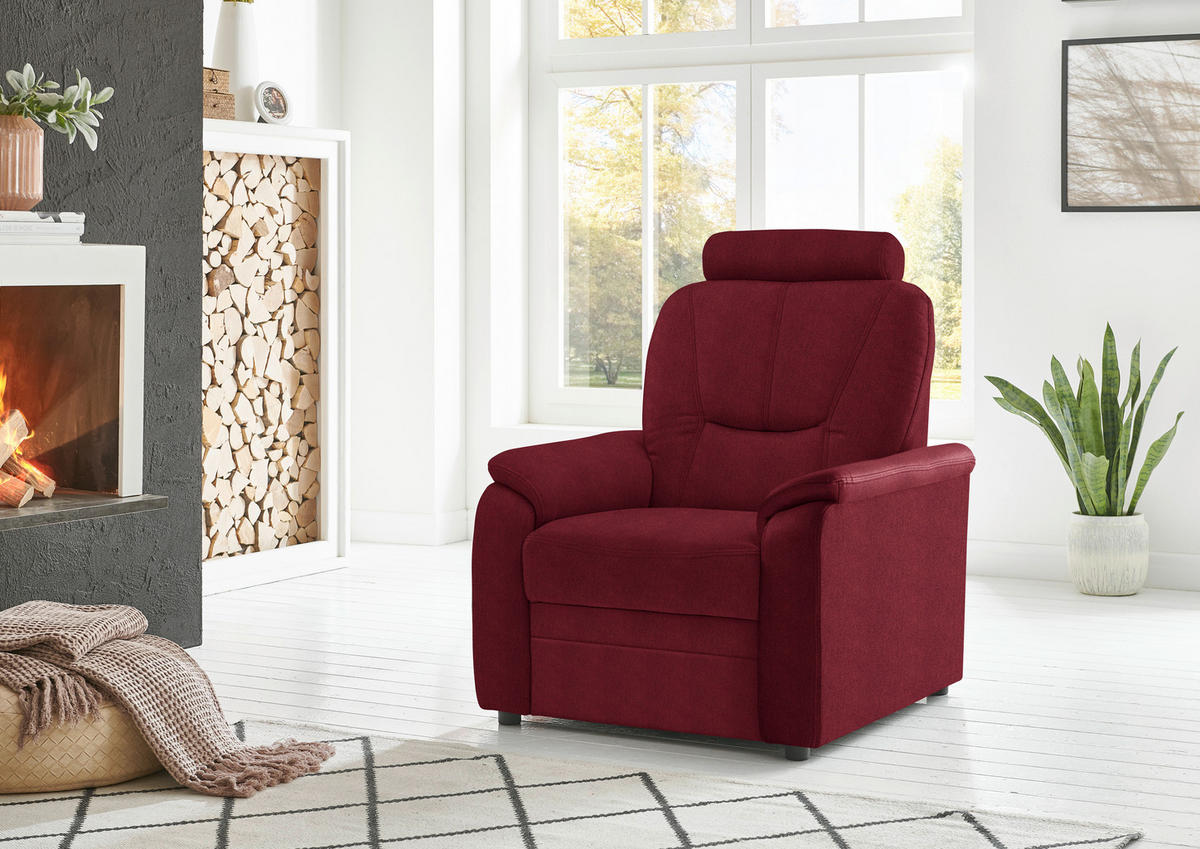 FERNSEHSESSEL Chenille Rot  - Rot/Schwarz, Konventionell, Kunststoff/Textil (90/96/89cm) - Beldomo Comfort