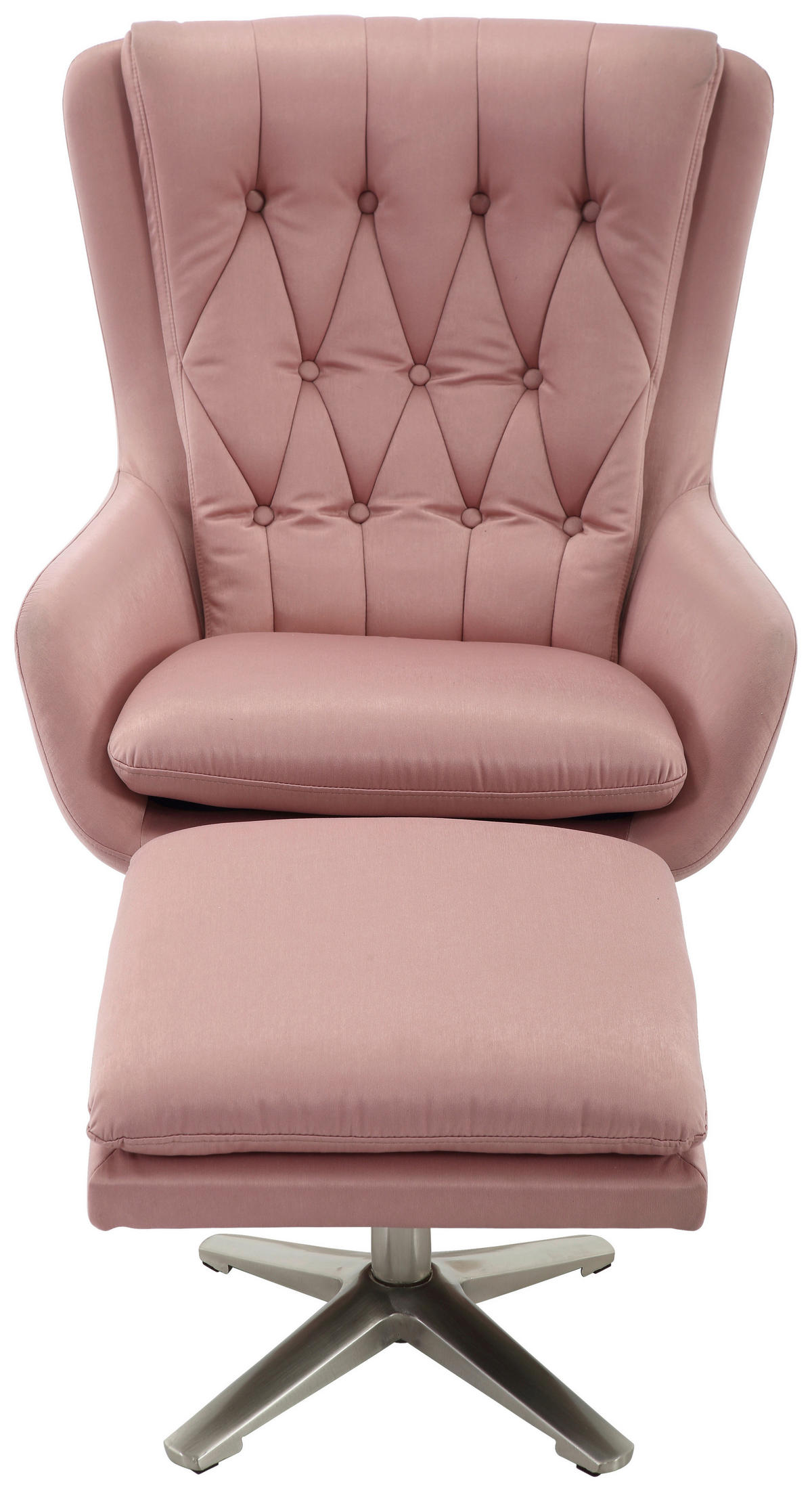 RELAXSESSELSET Samt Hocker    - Altrosa/Nickelfarben, Trend, Textil/Metall (73/102/84cm) - Carryhome