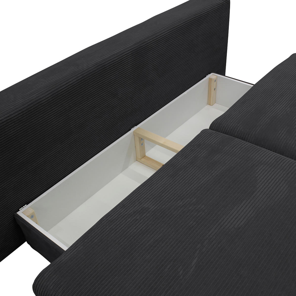 SCHLAFSOFA Cord Dunkelgrau  - Dunkelgrau/Schwarz, Design, Holz/Textil (202/85/99cm) - P & B
