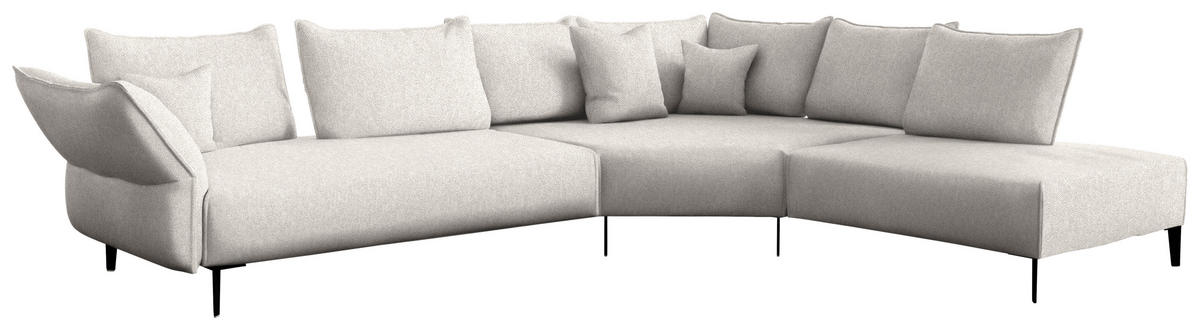ECKSOFA  in Chenille, Flachgewebe Ecru  340/272 cm  - Ecru/Schwarz, MODERN, Textil/Metall (340/272cm) - W.Schillig