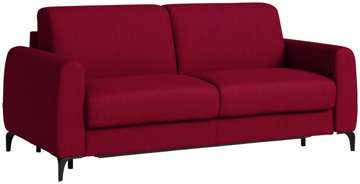 SCHLAFSOFA Cord Rot  - Rot/Schwarz, Konventionell, Holz/Textil (203/88/102cm) - Novel