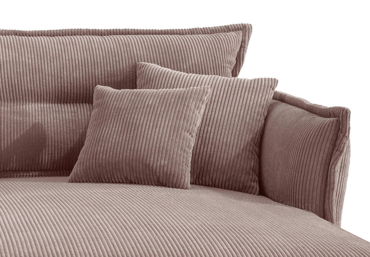 ECKSOFA Cord Rosa  - Schwarz/Rosa, Modern, Textil/Metall (255/180cm) - Livetastic