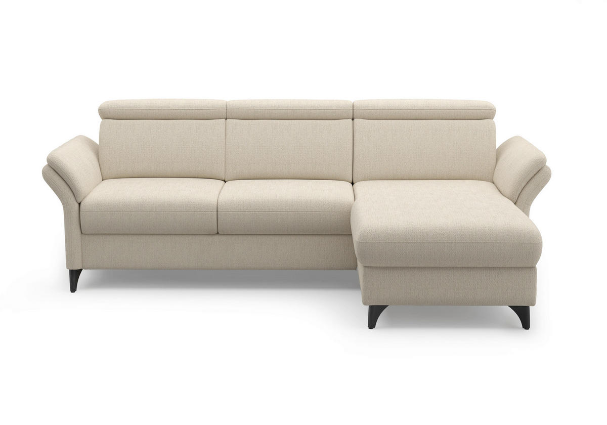 ECKSOFA Chenille Sandfarben  - Sandfarben/Schwarz, Konventionell, Textil/Metall (253/166cm) - Sit & More