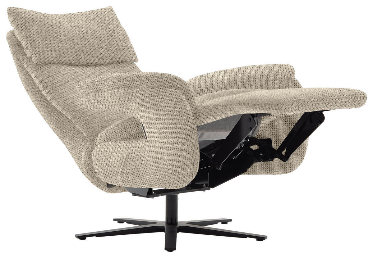 FERNSEHSESSEL in Struktur Beige  - Beige/Schwarz, MODERN, Textil/Metall (73/113-117/85cm) - Cantus
