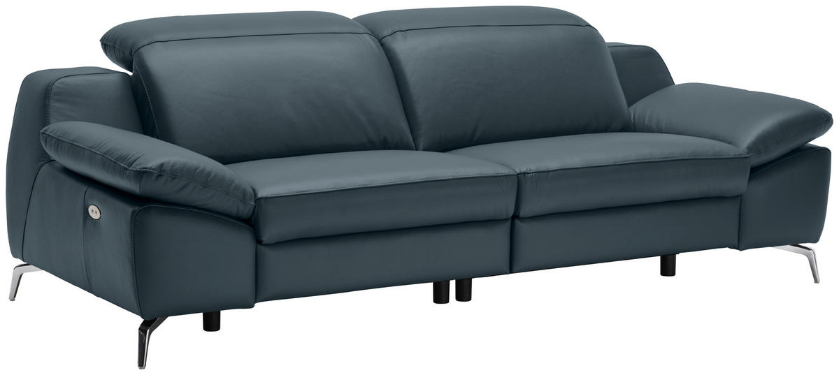 HÁROMÜLÉSES KANAPÉ bőr sötétkék  - sötétkék, Design, bőr/fém (234/83-99/110cm) - Celina Home