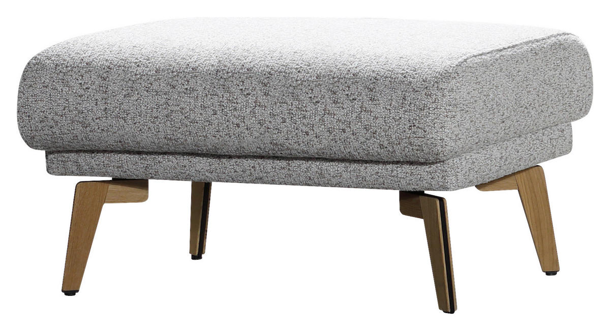 HOCKER Flachgewebe Creme, Hellgrau  - Eichefarben/Creme, Design, Holz/Textil (82/45/61cm) - Valnatura