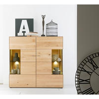 HIGHBOARD Venturo Eichefarben  139,2/132,2/40,9 cm  - Edelstahlfarben/Eichefarben, Natur, Glas/Holz (139,2/132,2/40,9cm) - Valnatura