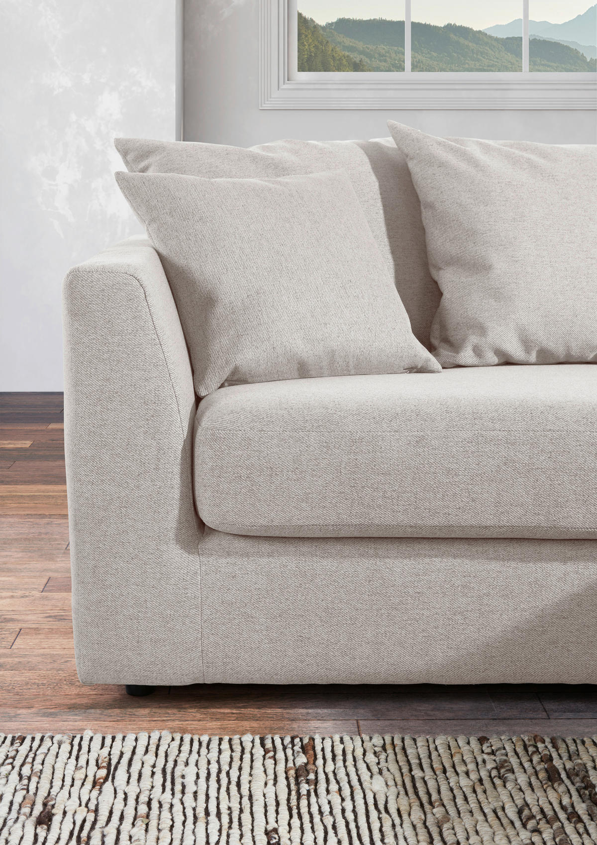 HÖRNSOFFA i flatväv cremefärgad  - svart/cremefärgad, Design, textil/plast (235/175cm) - MID.YOU