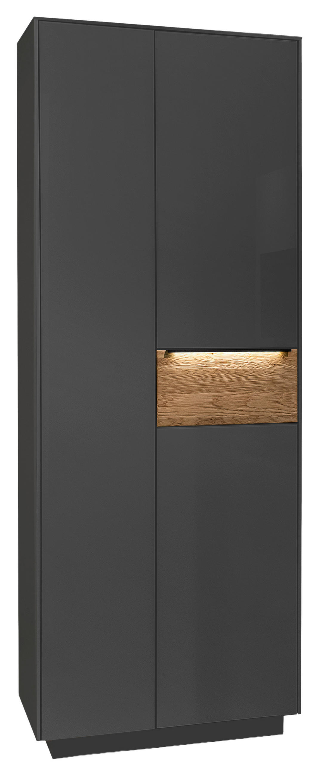 GARDEROBENSCHRANK  in 72/194/32 cm  - Eichefarben/Anthrazit, Design, Glas/Holzwerkstoff (72/194/32cm) - Novel