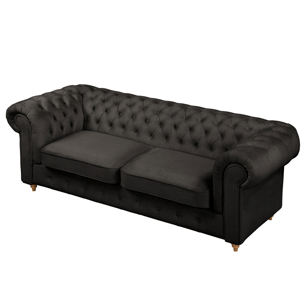 SCHLAFSOFA Laura in Mikrofaser Anthrazit  - Anthrazit/Braun, Design, Holz/Textil (218/74/91cm) - P & B