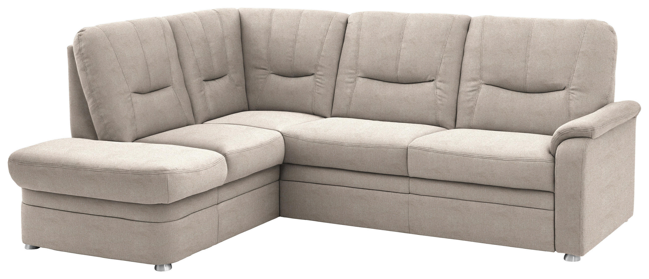 ECKSOFA Chenille Beige  - Beige/Schwarz, Konventionell, Kunststoff/Textil (185/235cm) - Beldomo Comfort