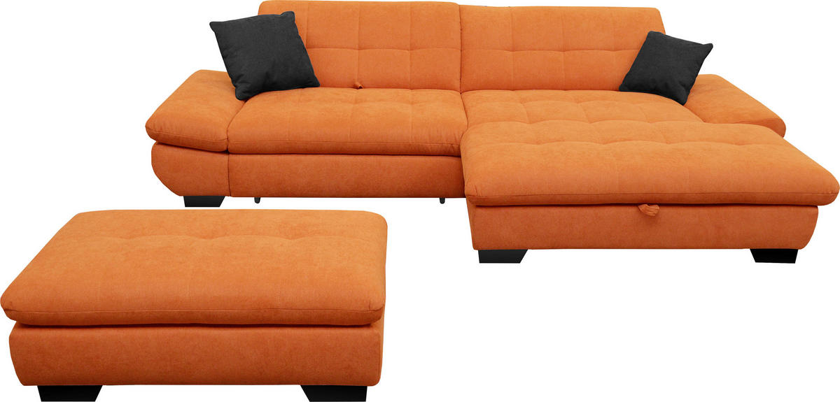 ECKSOFA in Mikrofaser Orange  - Schwarz/Orange, Design, Textil/Metall (290/198cm) - Xora
