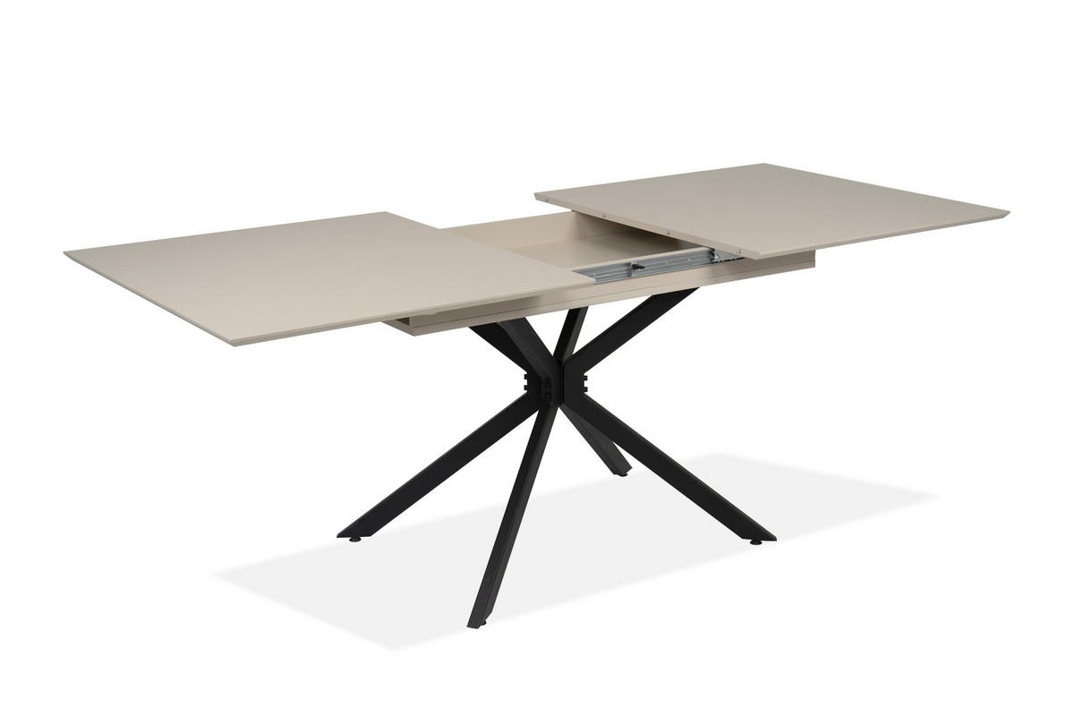 AUSZIEHTISCH 160-200/90/75 cm Nachbildung  Metall, Holzwerkstoff ausziehbar rechteckig Schwarz, Sandfarben  - Sandfarben/Schwarz, Design, Holzwerkstoff/Metall (160-200/90/75cm) - Livetastic