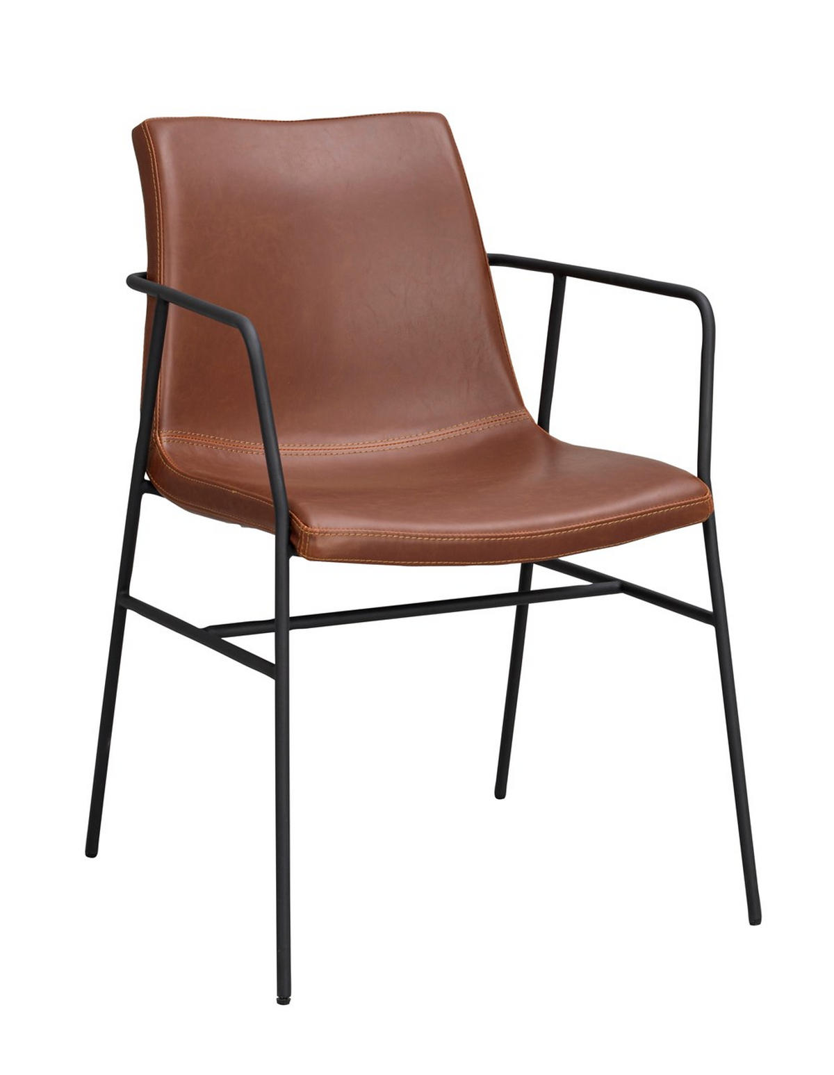 STOL läderimitation  - brun/svart, Klassisk, metall/textil (58/76/51cm) - Rowico