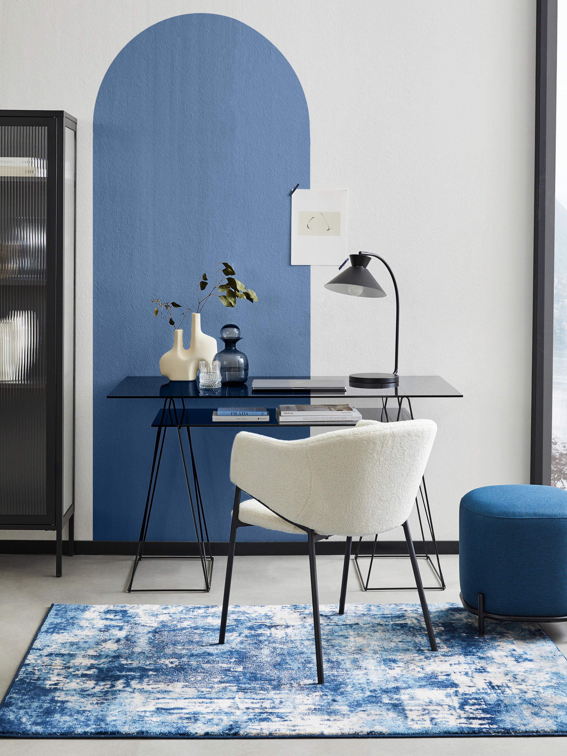 SCHREIBTISCH 135/65/74 cm  in Grau  - Schwarz/Grau, LIFESTYLE, Glas/Metall (135/65/74cm) - Kare-Design