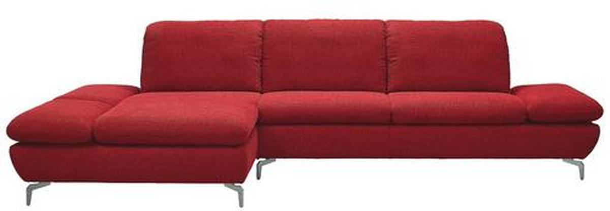 ECKSOFA in Chenille Rot  - Silberfarben/Rot, Design, Textil/Metall (200/315cm) - Chilliano