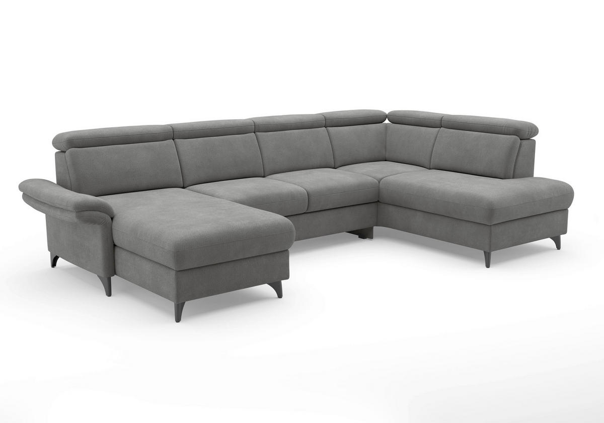 WOHNLANDSCHAFT Flachgewebe Grau  - Schwarz/Grau, Konventionell, Textil/Metall (166/321/193cm) - Sit & More