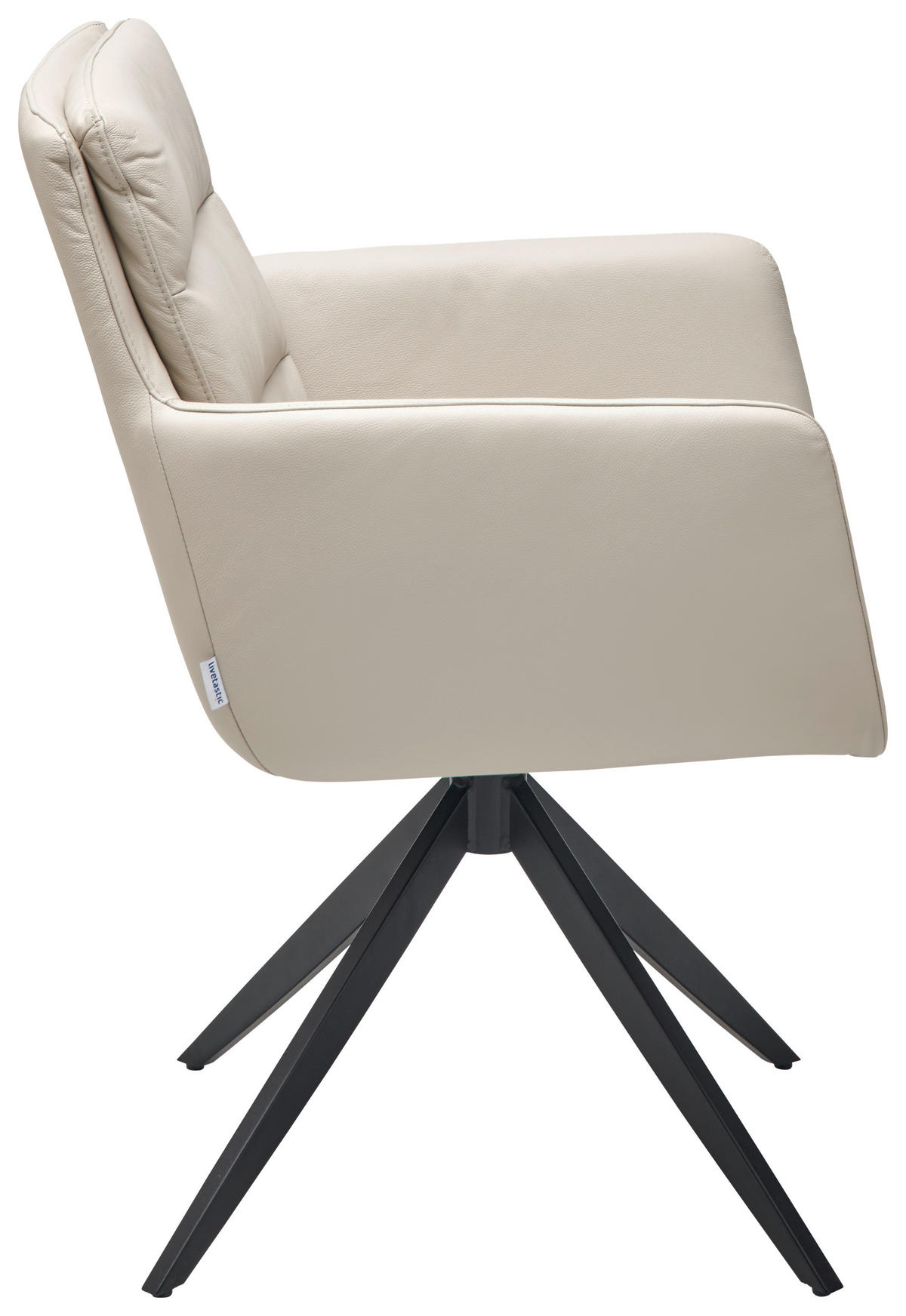 ARMLEHNSTUHL  in Stahl Echtleder pigmentiert  - Beige/Schwarz, Design, Leder/Metall (60/88/62.5cm) - Livetastic