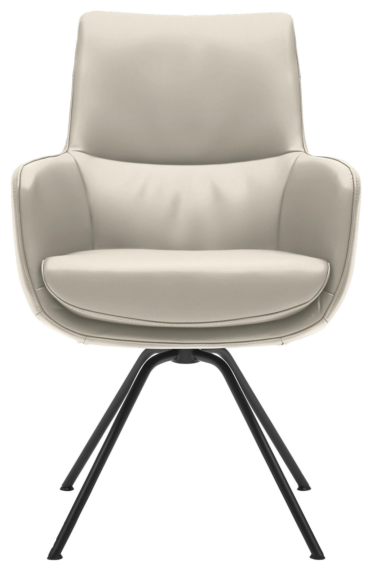 ARMLEHNSTUHL  in Stahl Echtleder  - Schwarz/Naturfarben, Design, Leder/Metall (60/90/61cm) - Dieter Knoll